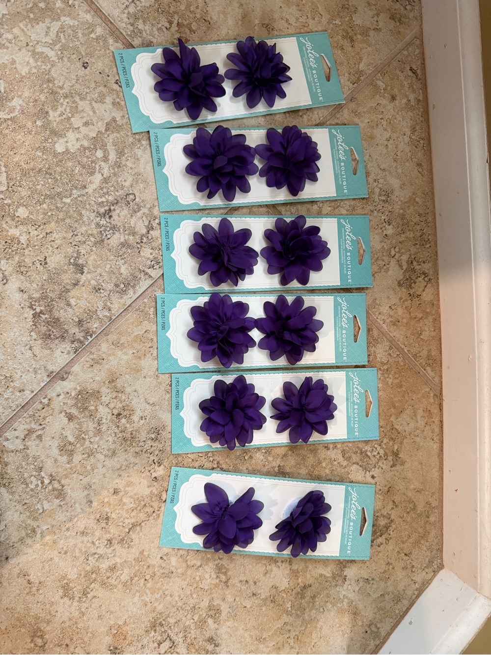 Purple Floral Dimensional Stickers- Set of 6